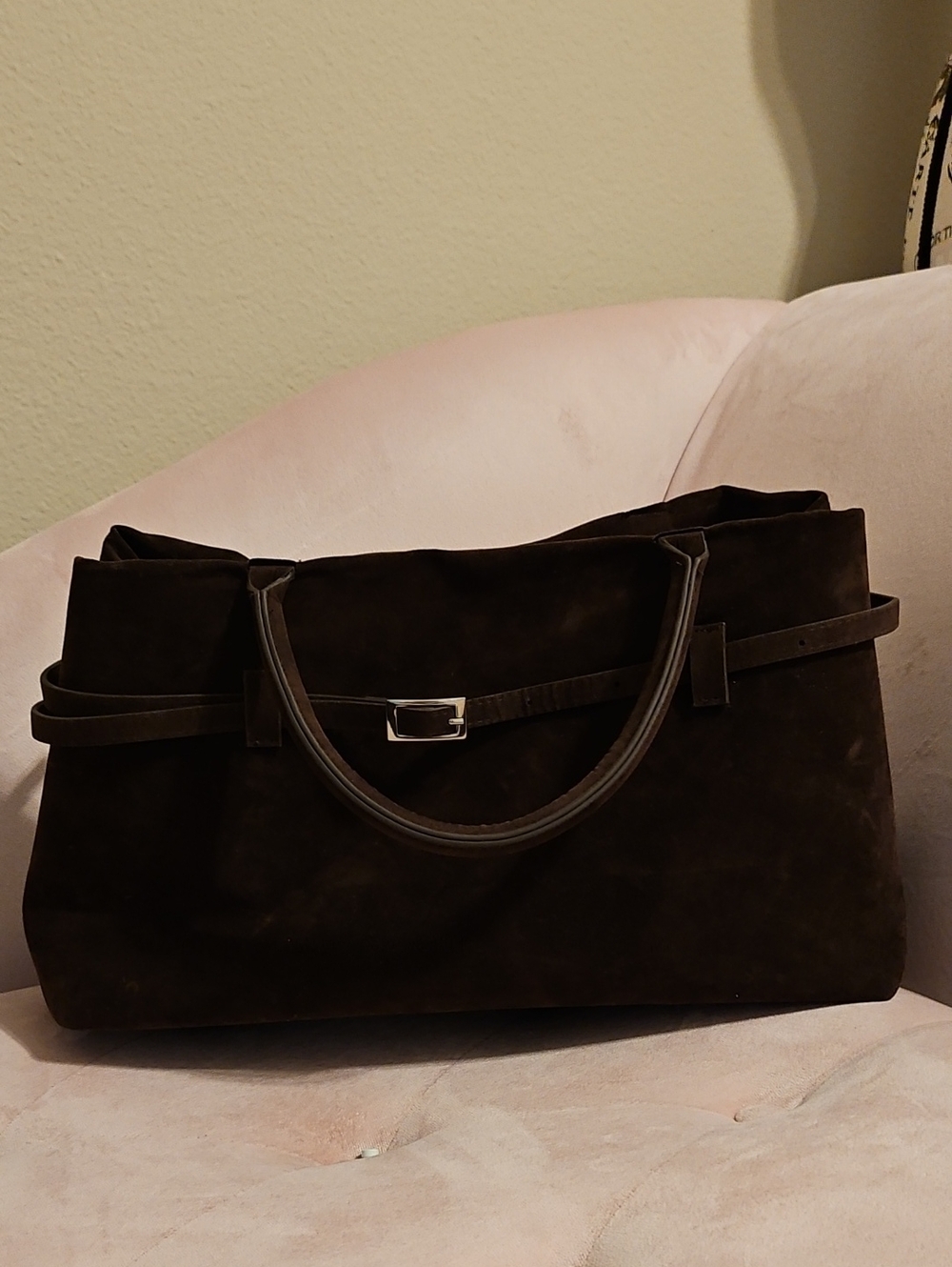Classic Dark Brown Faux Suede Tote Bag